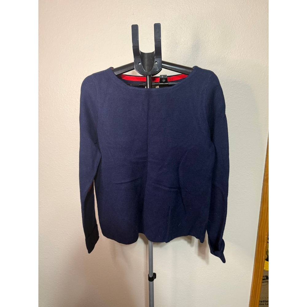 Cynthia Rowley Navy Blue Heart Elbow Patch Knit‎ Sweater Large